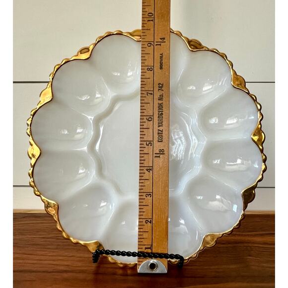 Deviled Egg Server Swirl Golden Anniversary by Anchor Hocking 1950's Vintage - Picture 5 of 5